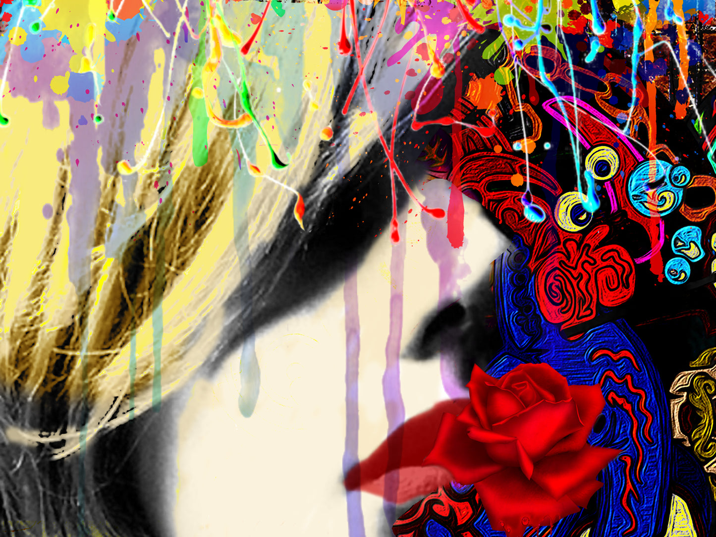 Pop art portrait, Digital artwork Street Art Blonde ORIGINAL DIGITAL ART by Alex Solodov