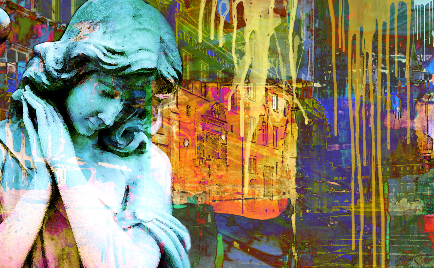 Angel in Prague ORIGINAL DIGITAL ART ON CANVAS by Alex Solodov