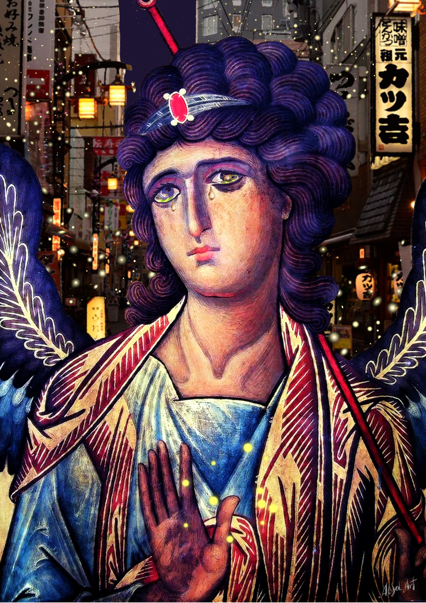 Guardian Angel with Fireflies ORIGINAL DIGITAL ART by Alex Solodov