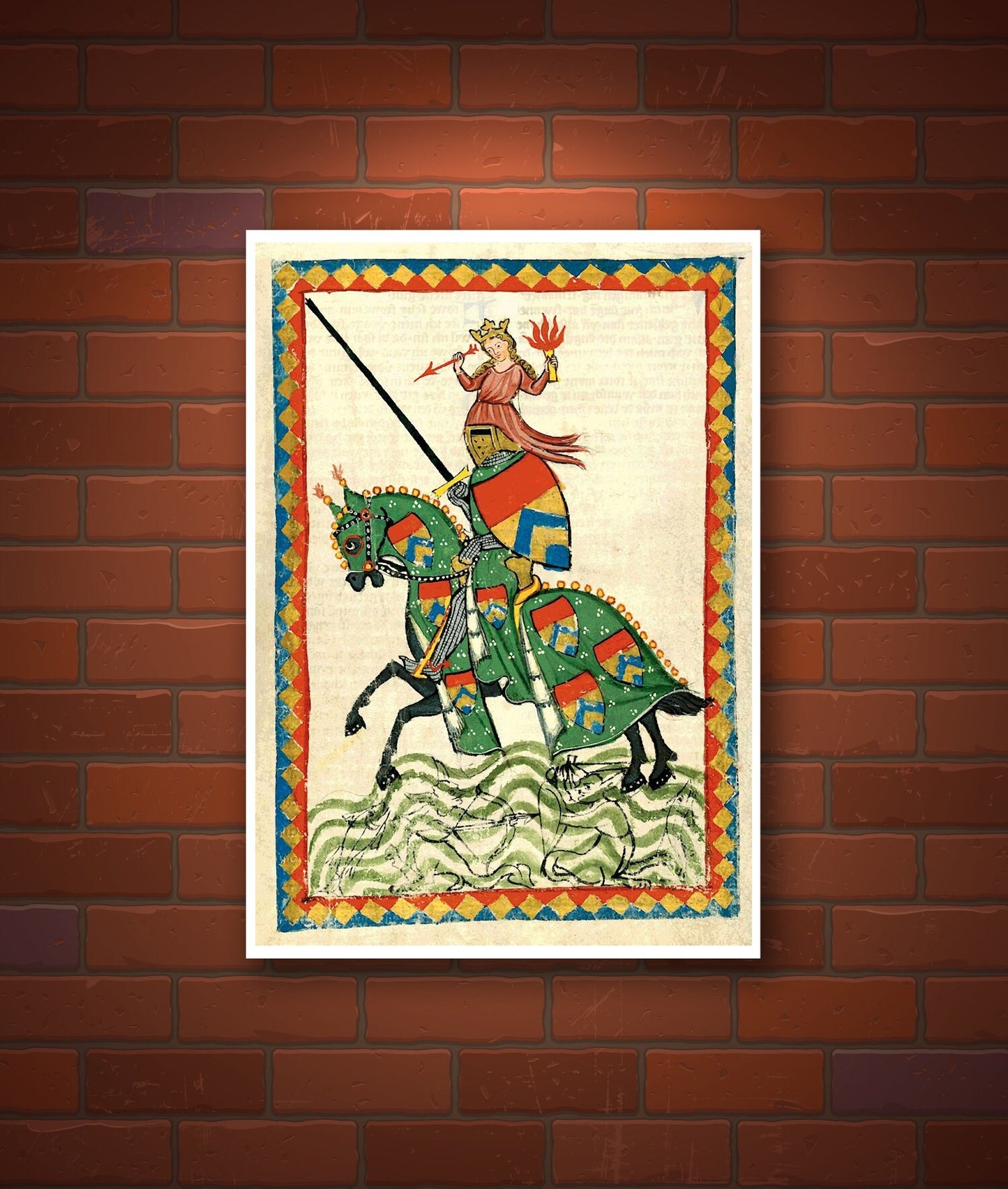 Antique European art, Illuminated manuscripts, Medieval art, Manesse codex, Ulrich von Liechtenstein FINE ART PRINT, wall art, art posters