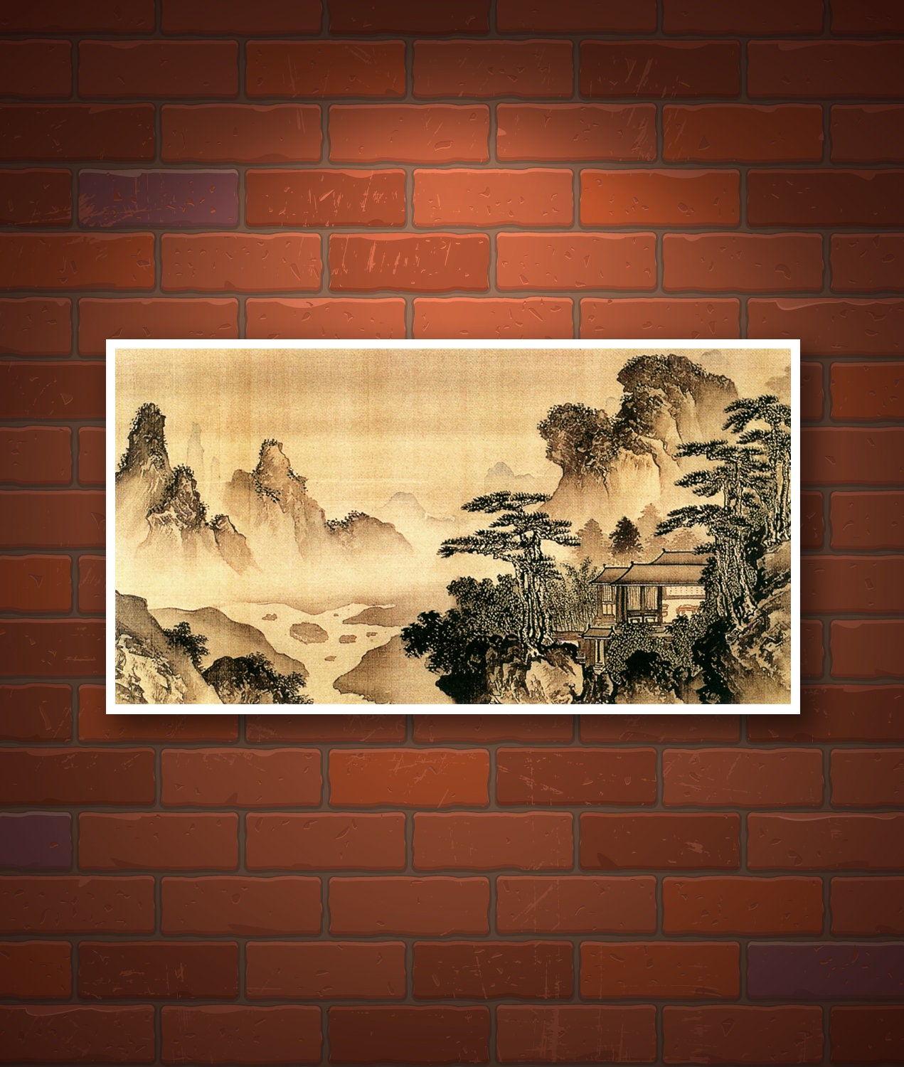 Chinese art prints, landscape and nature paintings, House in mountains FINE ART PRINT, art posters, Asian wall art, Chinese home decor, gift