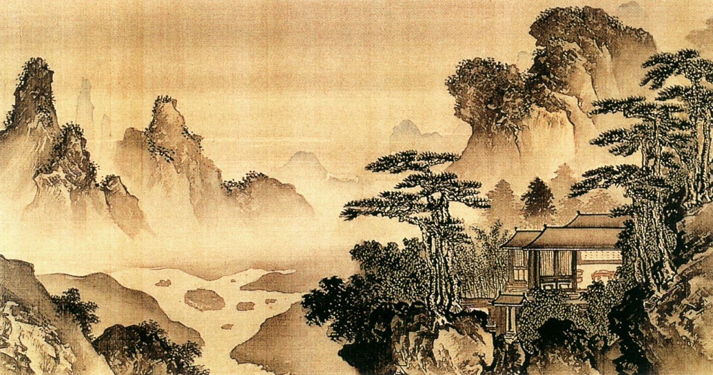 Chinese art prints, landscape and nature paintings, House in mountains FINE ART PRINT, art posters, Asian wall art, Chinese home decor, gift