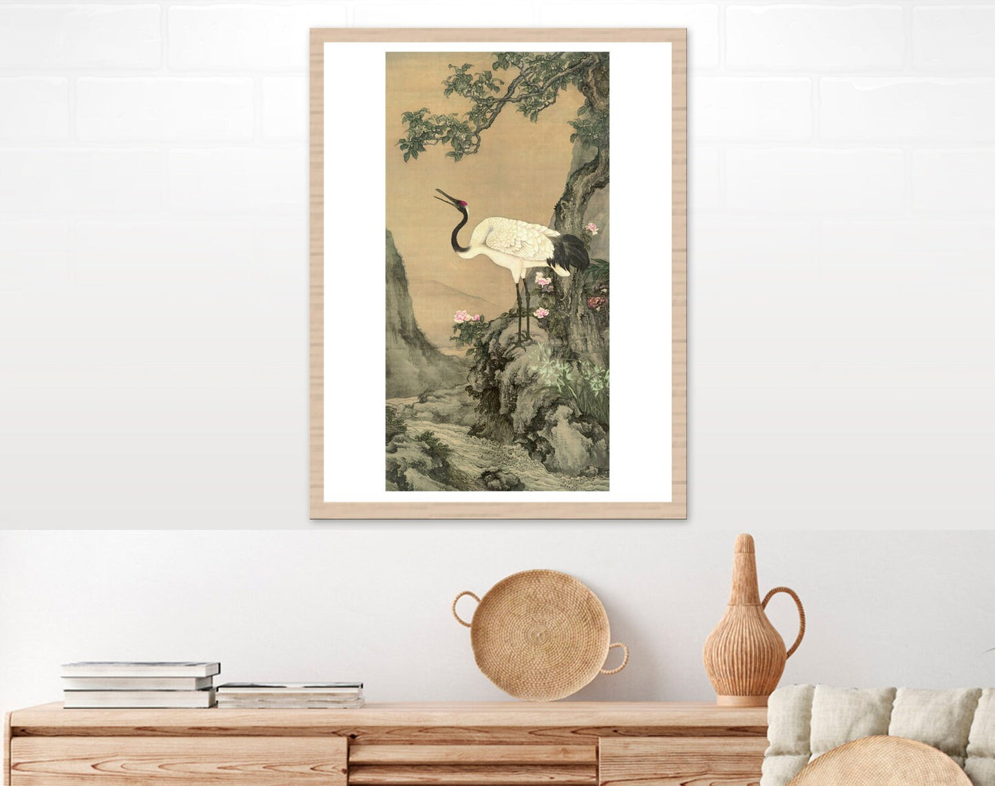 Chinese art, Asian painting, Animals watercolors, Crane in a landscape Shen Quan FINE ART PRINT wall art, home decor, reproductions, posters
