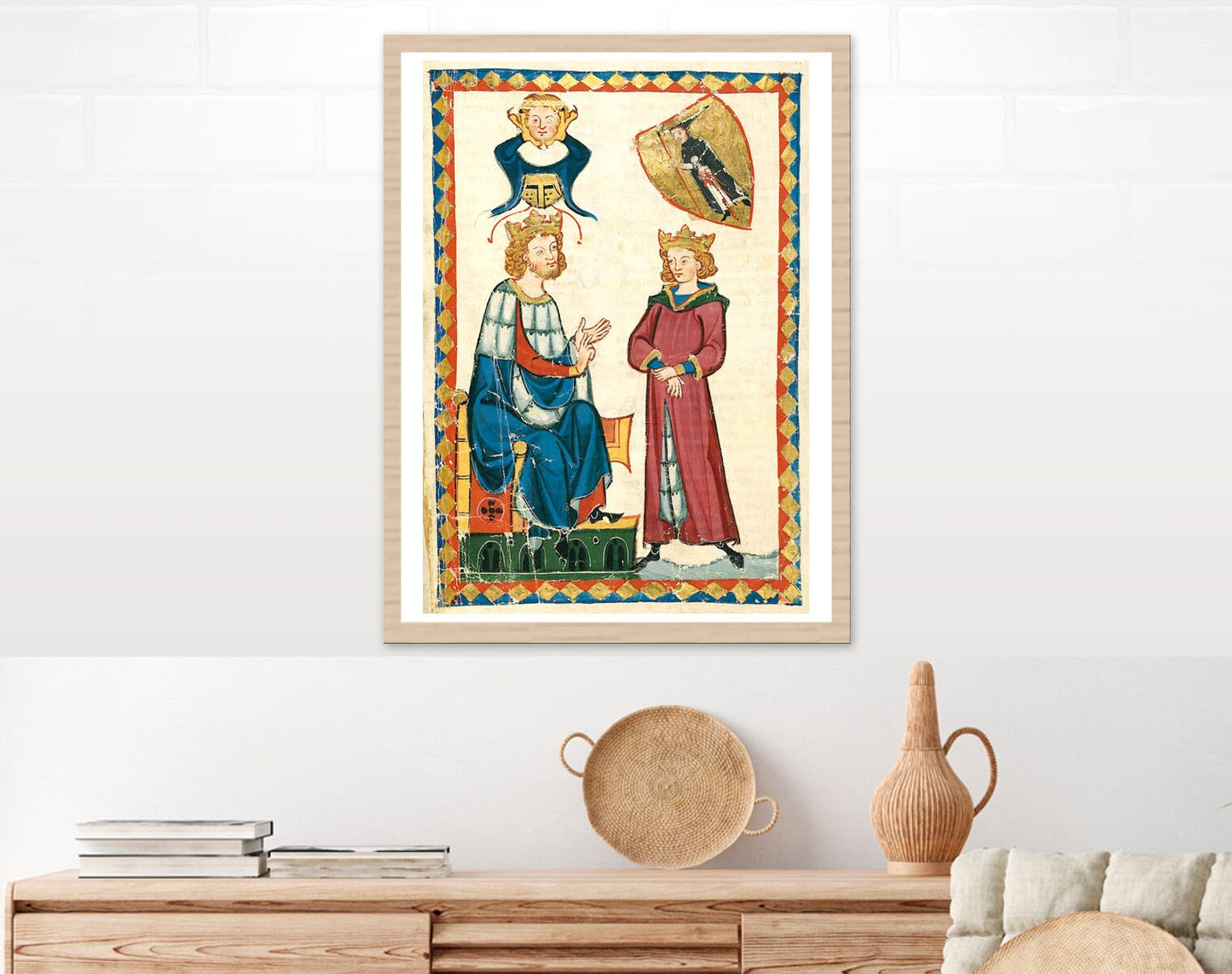 Antique European art, Illuminated manuscripts, Medieval art, Manesse codex, King Tyro von Schotten FINE ART PRINT, wallart, home decor, gift