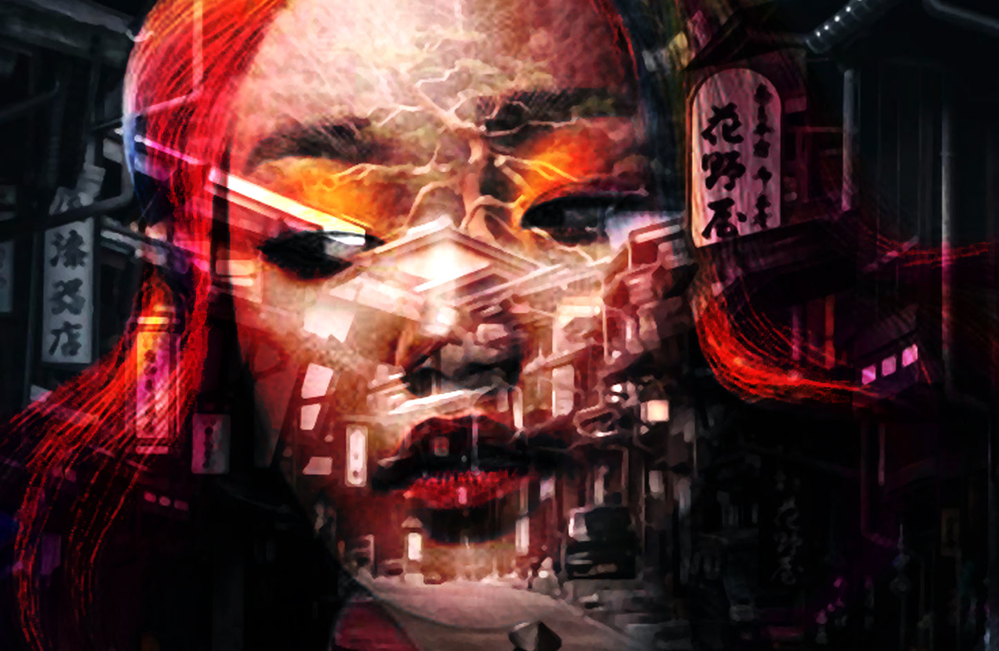 Surreal art, Digital artwork Queen of the Dark ORIGINAL DIGITAL ART ON CANVAS by Alex Solodov