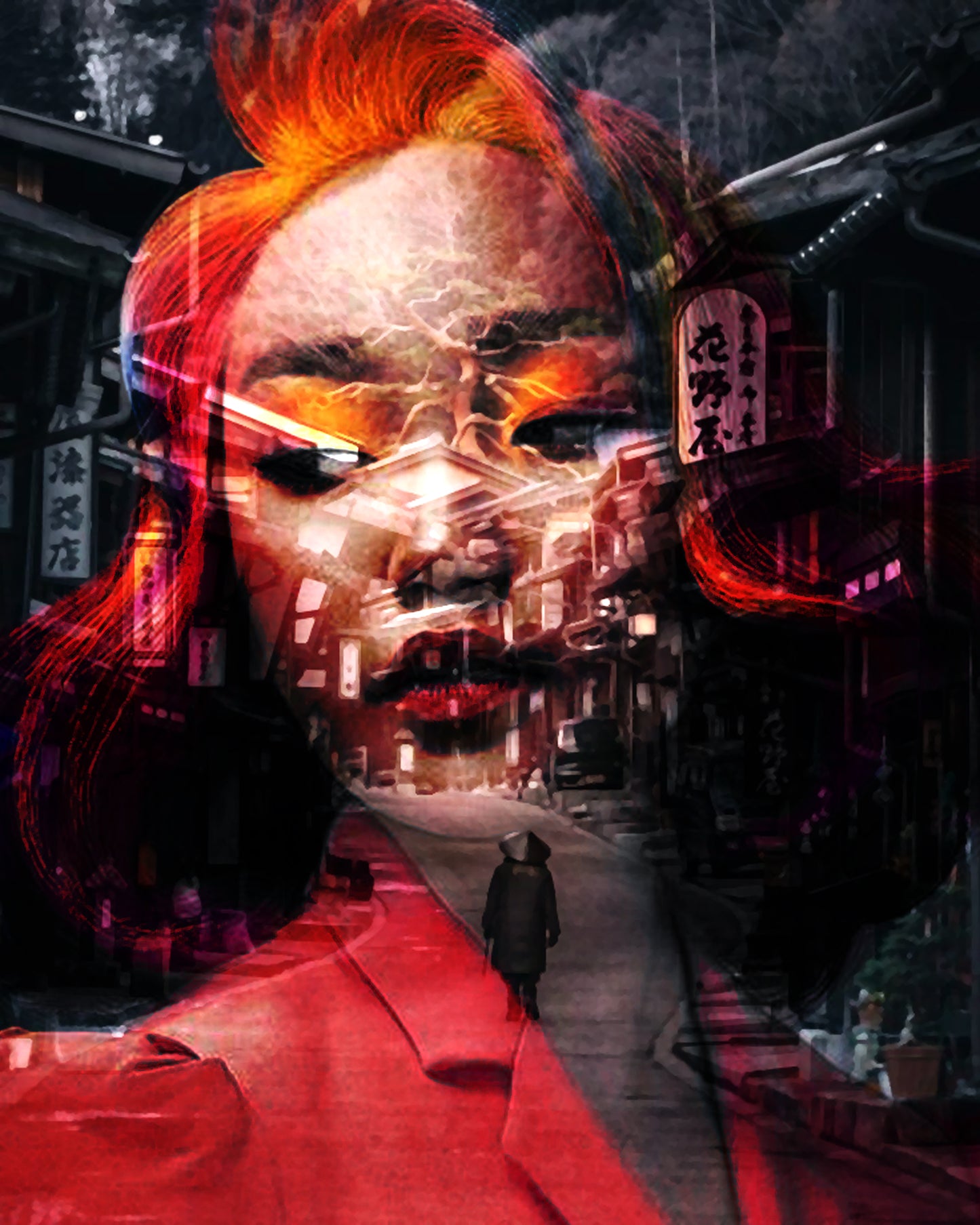 Surreal art, Digital artwork Queen of the Dark ORIGINAL DIGITAL ART ON CANVAS by Alex Solodov