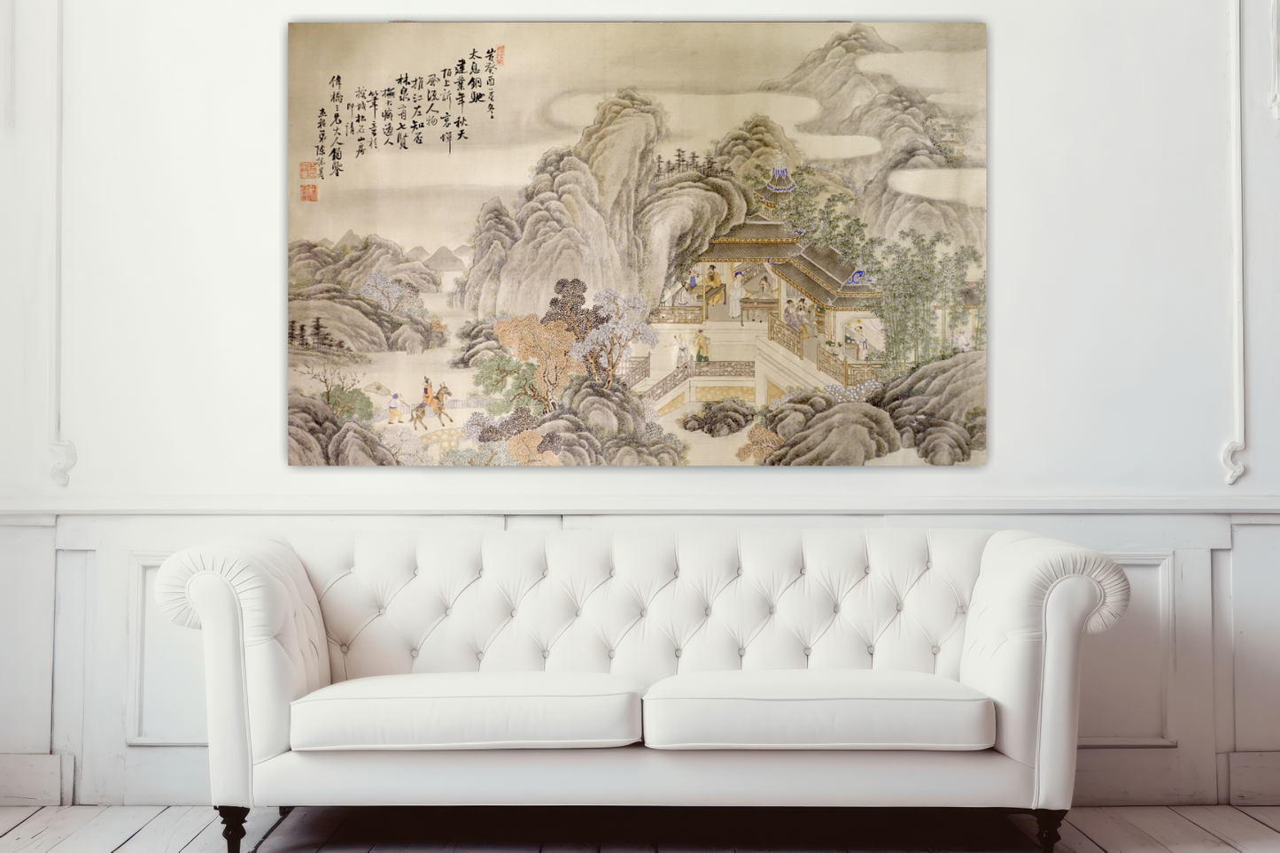 Chinese art, Landscape with mountains and a palace FINE ART PRINT