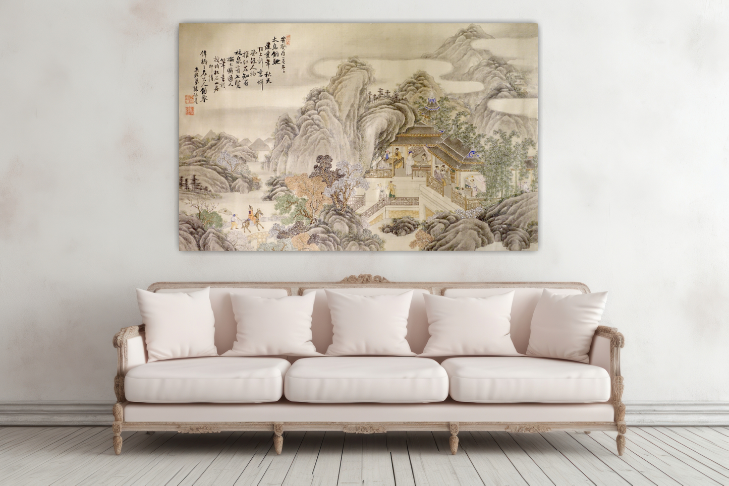 Chinese art, Landscape with mountains and a palace FINE ART PRINT
