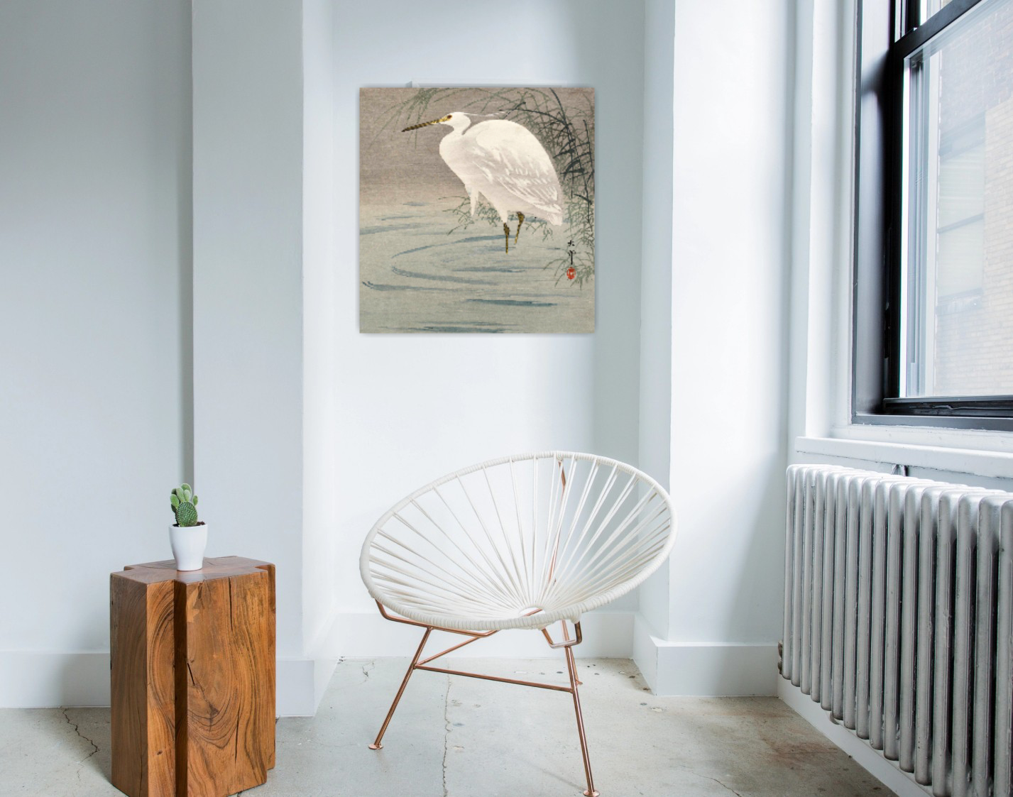 Japanese birds, herons art prints, Ohara Koson, Woodblock print, Heron in Pond FINE ART PRINT