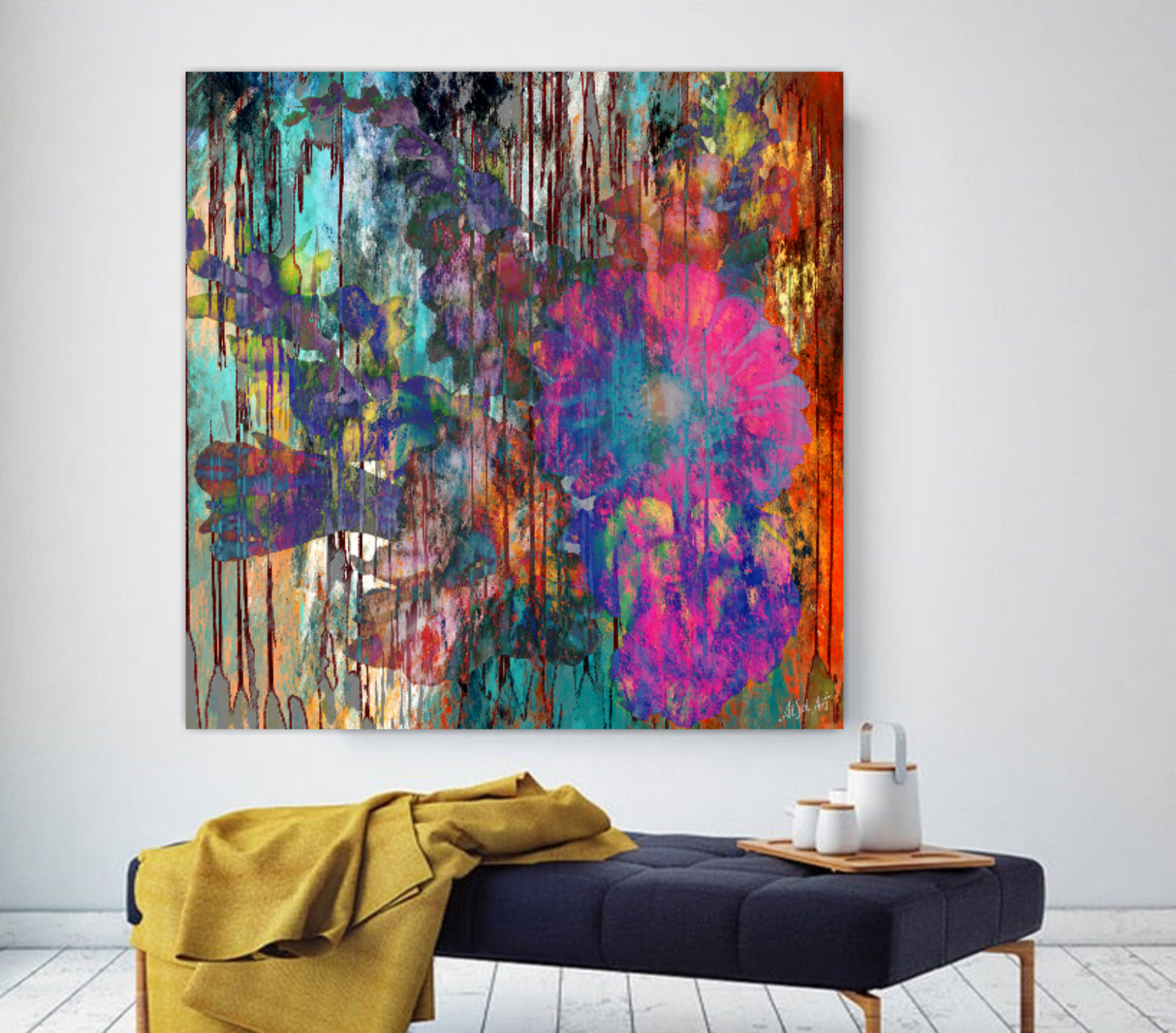 Large floral painting, Bouquet of Tropical Flowers ORIGINAL DIGITAL ART by Alex Solodov