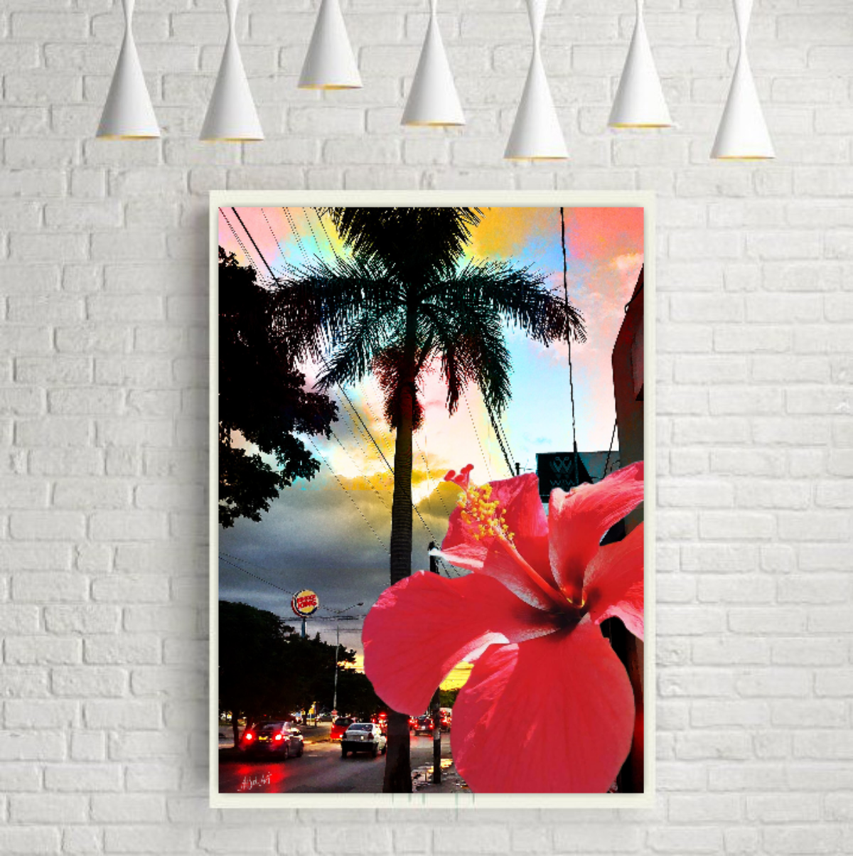 Tropical art, Travel photography, Sunset in Merida ORIGINAL DIGITAL ART by Alex Solodov