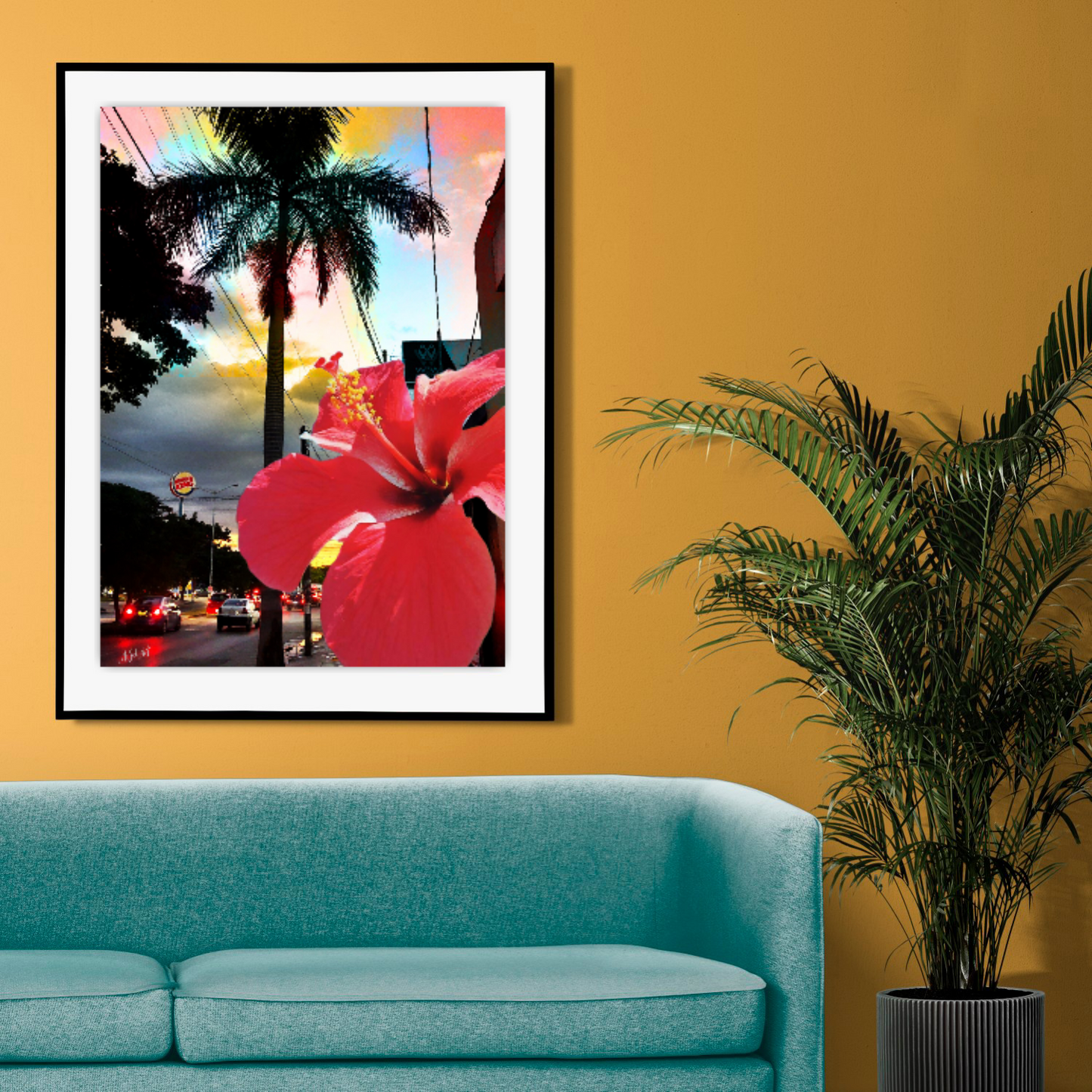 Tropical art, Travel photography, Sunset in Merida ORIGINAL DIGITAL ART by Alex Solodov