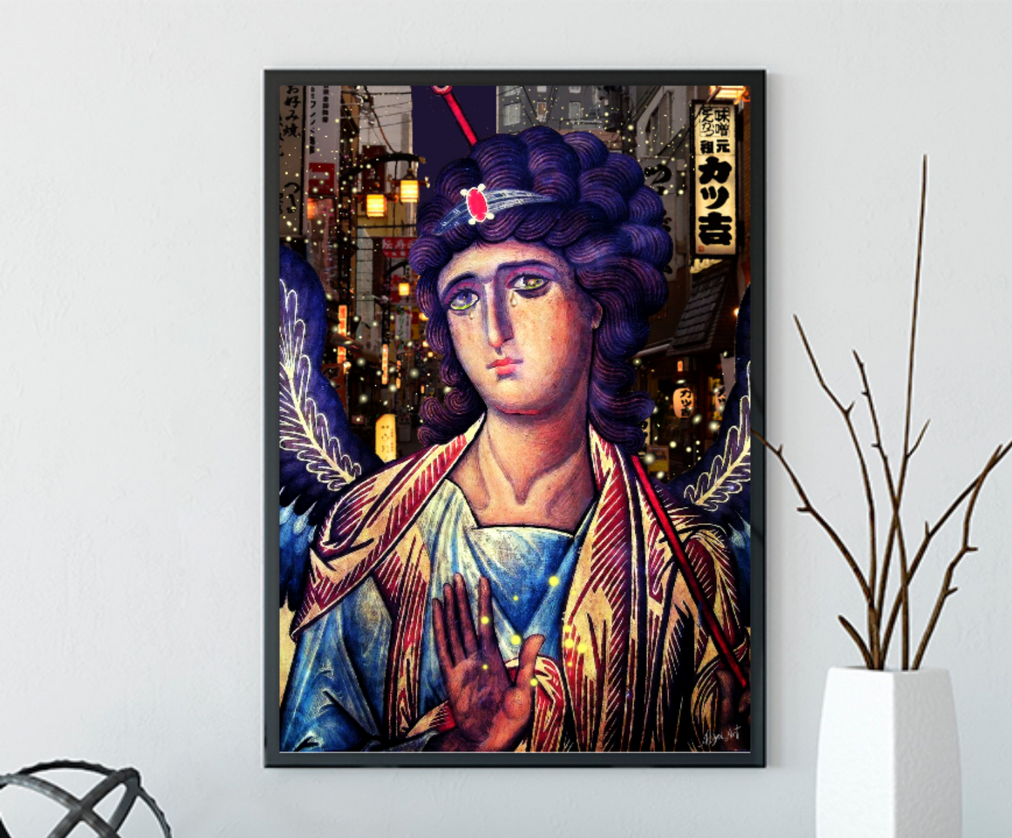 Guardian Angel with Fireflies ORIGINAL DIGITAL ART by Alex Solodov