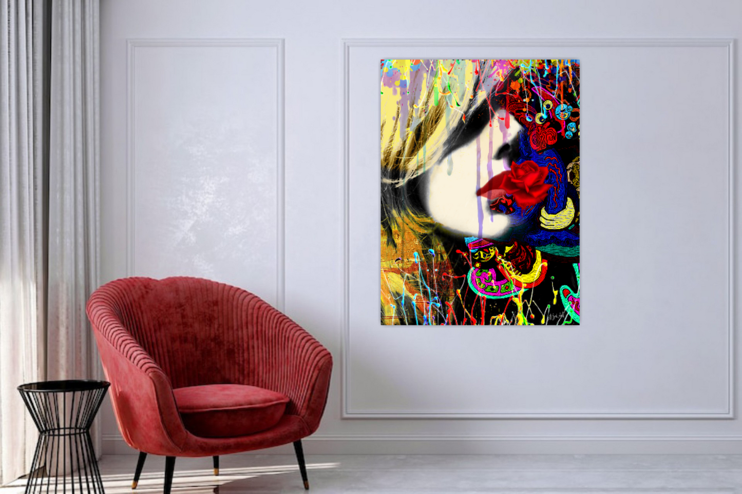 Pop art portrait, Digital artwork Street Art Blonde ORIGINAL DIGITAL ART by Alex Solodov
