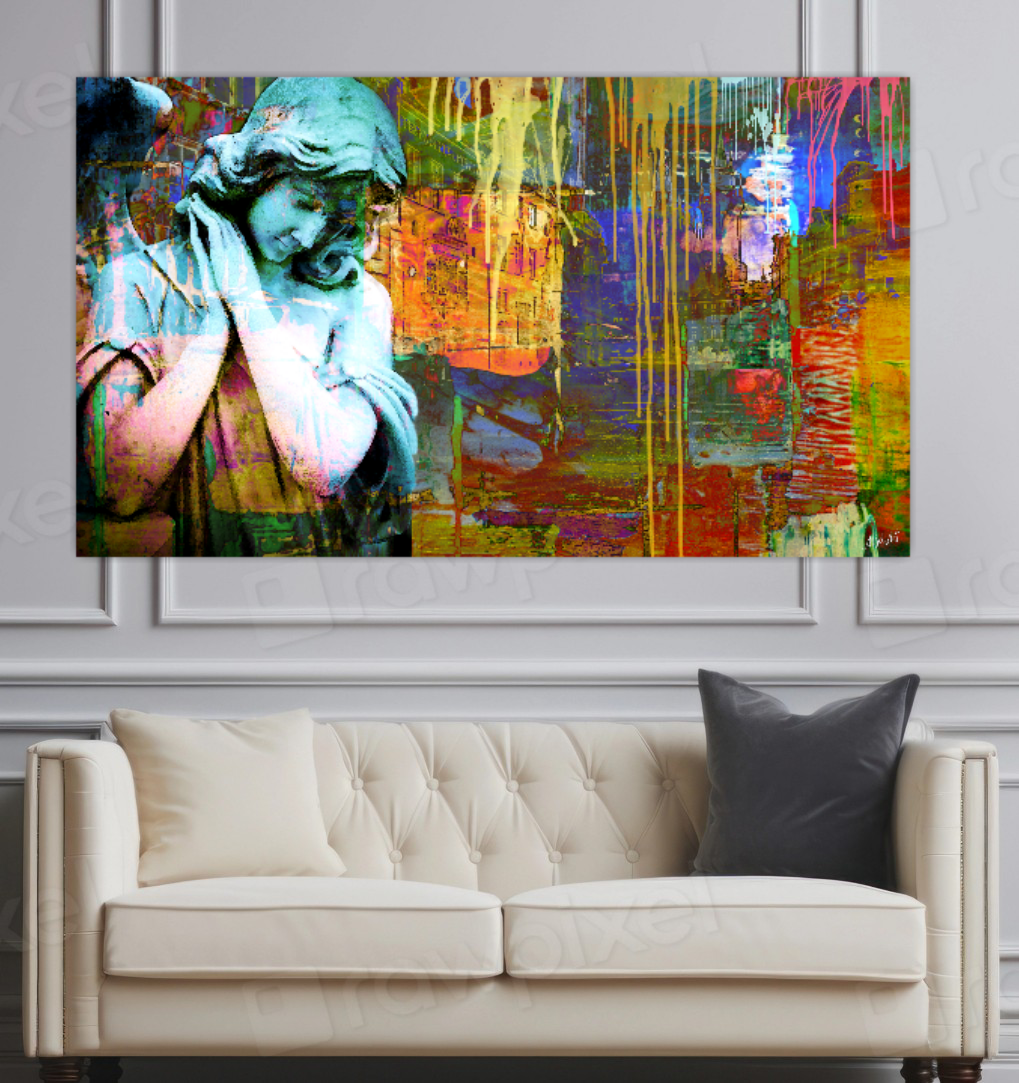 Angel in Prague ORIGINAL DIGITAL ART ON CANVAS by Alex Solodov