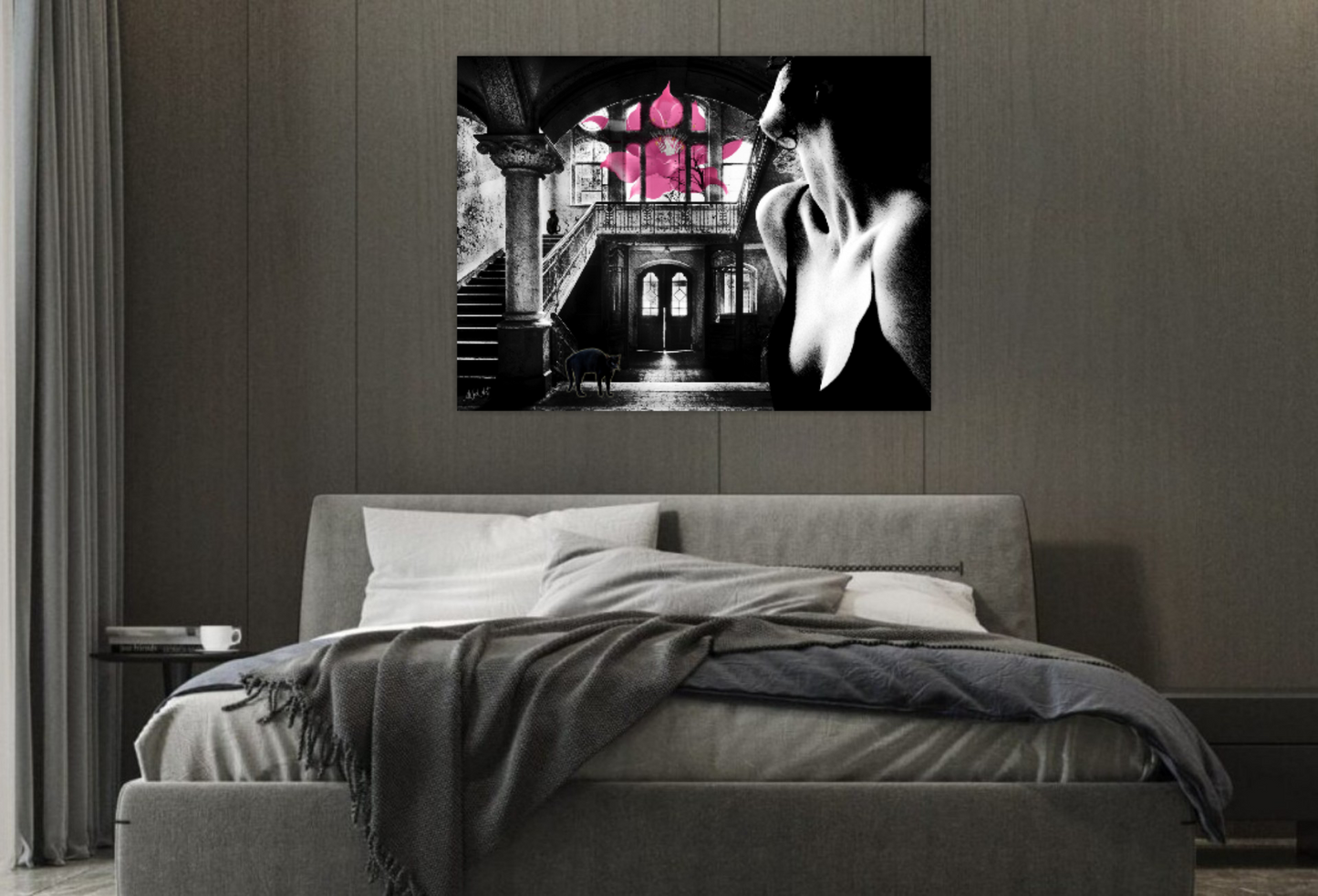 Surreal portrait, Ghotic painting Haunting Mansion ORIGINAL DIGITAL ART ON CANVAS by Alex Solodov