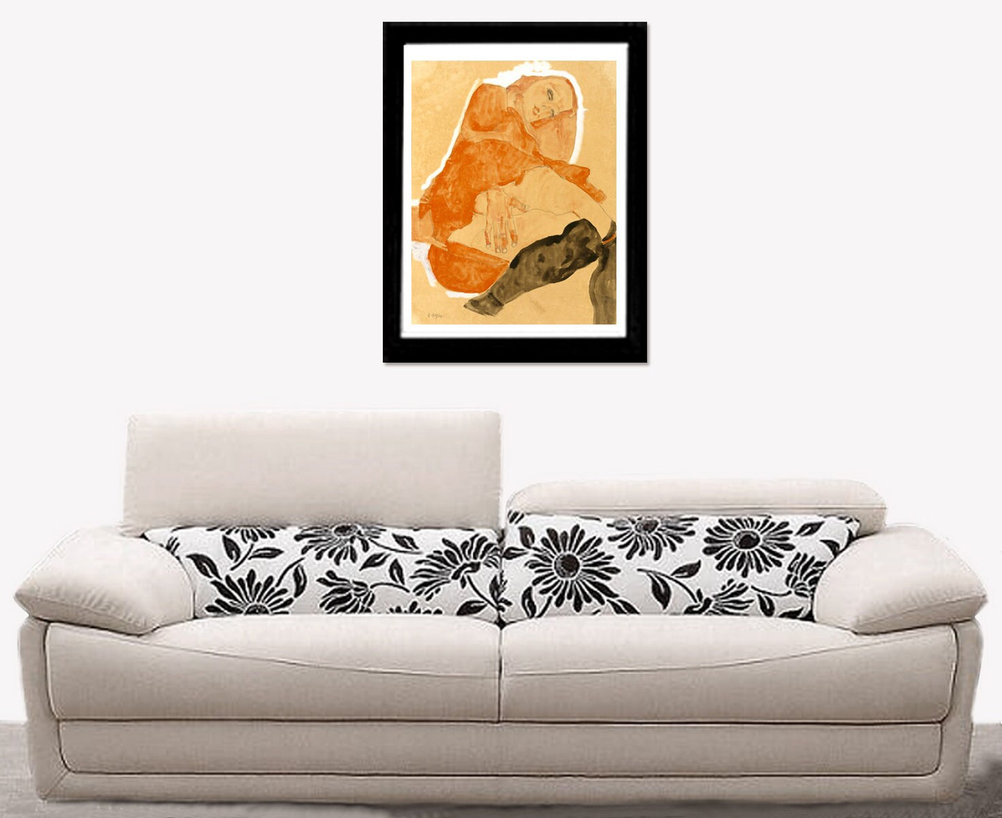 Erotic art, Nude paintings, European art, Expressionism, Girl in Black stockings Egon Schielle FINE ART PRINT, nude wall art, posters, gifts