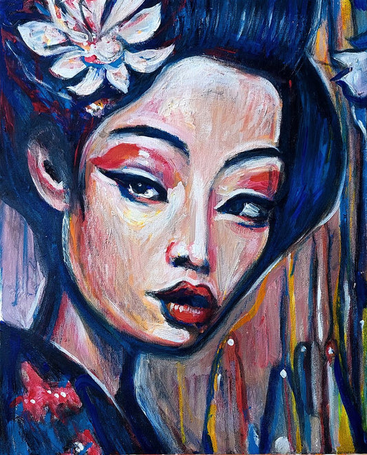 Geisha with flower by Alex Solodov