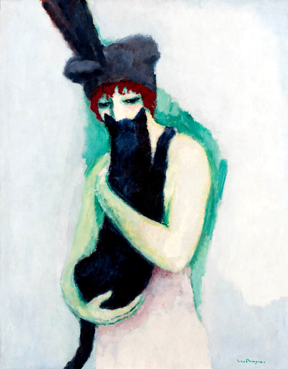 European art, Vintage portrait, Woman painting, Woman with cat Kees van Dongen FINE ART PRINT