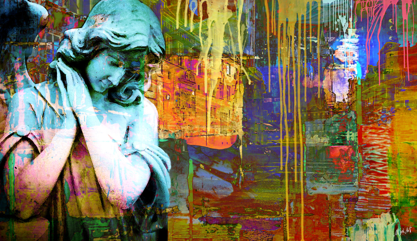 Angel in Prague ORIGINAL DIGITAL ART ON CANVAS by Alex Solodov