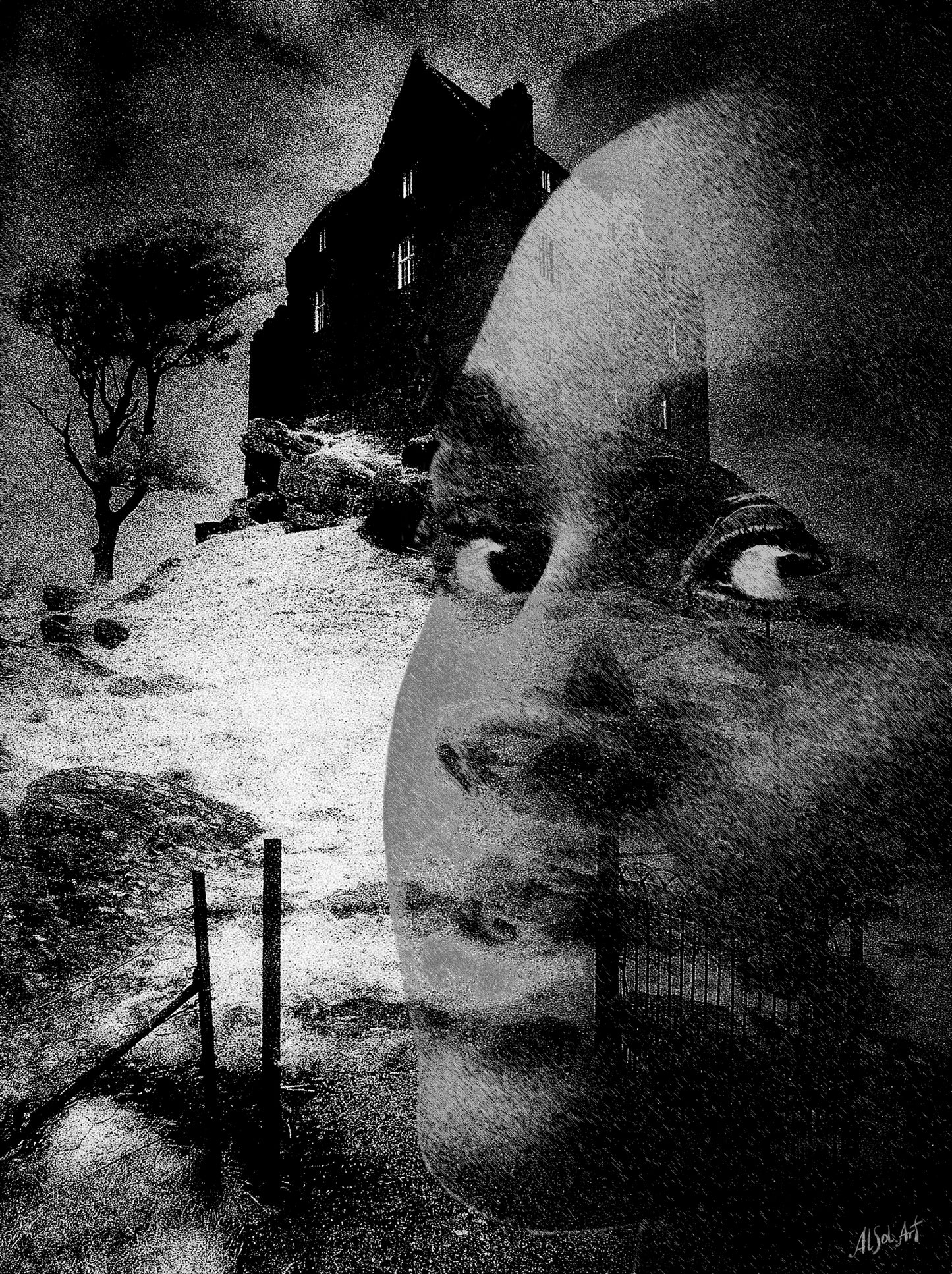 Surrealistic portrait Black Castle ORIGINAL DIGITAL ART by Alex Solodov