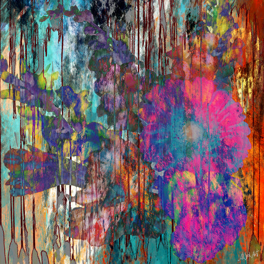 Large floral painting, Bouquet of Tropical Flowers ORIGINAL DIGITAL ART by Alex Solodov