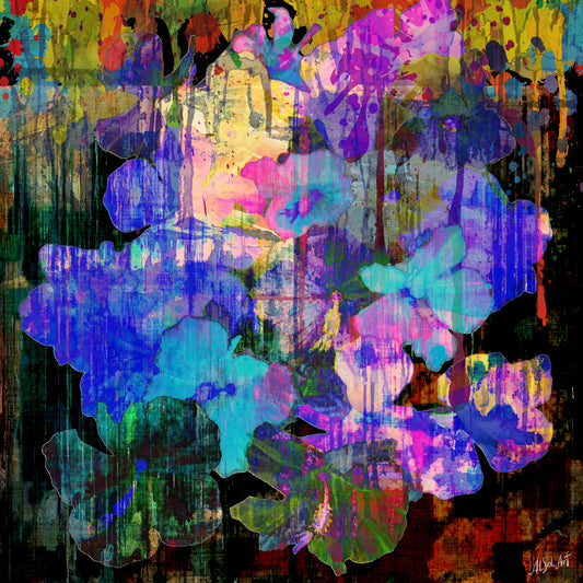 Large floral pop art painting, Hawaiian Flowers ORIGINAL DIGITAL ART by Alex Solodov