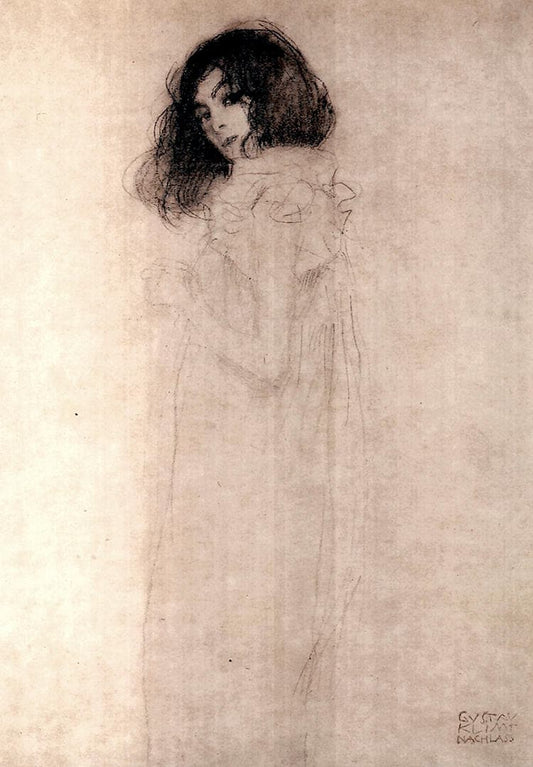 Gustav Klimt drawings, Vintage art prints, Young Woman Portrait, European painting, Austrian painting, FINE ART PRINT, posters, wall art