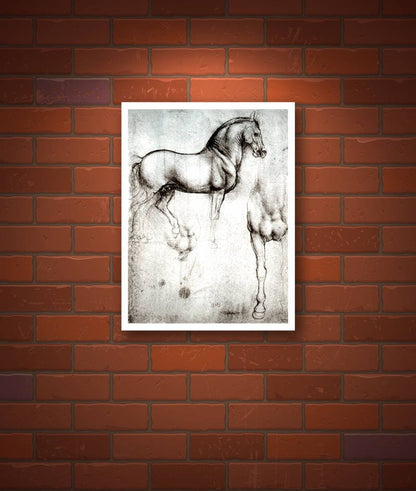 Antique art prints, Da Vinci horse sketch drawing art print, Three Equestrian Studies Leonardo da Vinci FINE ART PRINT, drawing reproduction