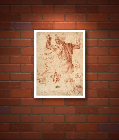 Studies Libyan Sybil Michelangelo Buonarroti drawing FINE ART PRINT, antique european art, italian art, drawings, renaissance reproductions