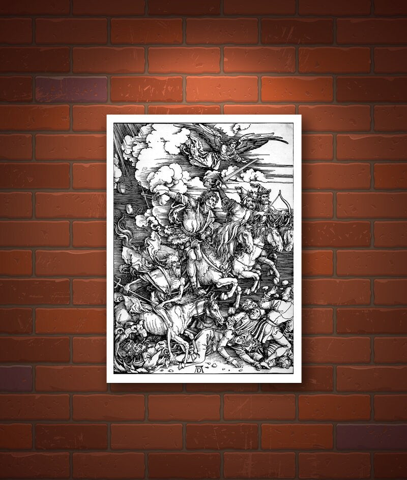 European art, Durer engravings, drawings, paintings, The Four Horsemen Albrecht Durer FINE ART PRINT, prints, posters, reproduction, wallart