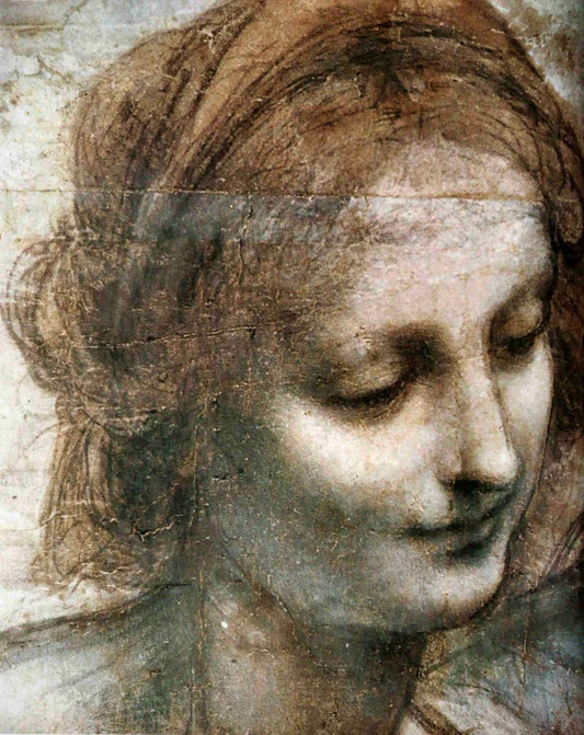 Head Of A St Anne Leonardo da Vinci FINE ART PRINT, antique art prints, Da Vinci paintings, drawings reproductions, antique art posters