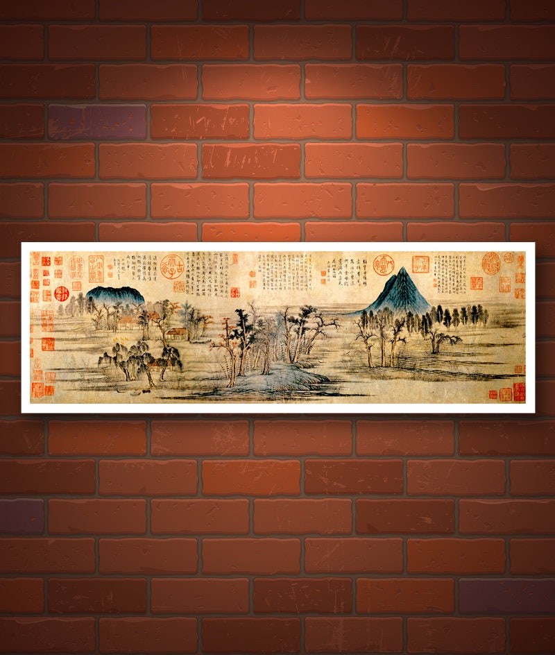 Chinese art, Chinese ancient landscape painting,  Autumn colours Zhao Mengfu FINE ART PRINT, antique Asian art prints, posters, home decor
