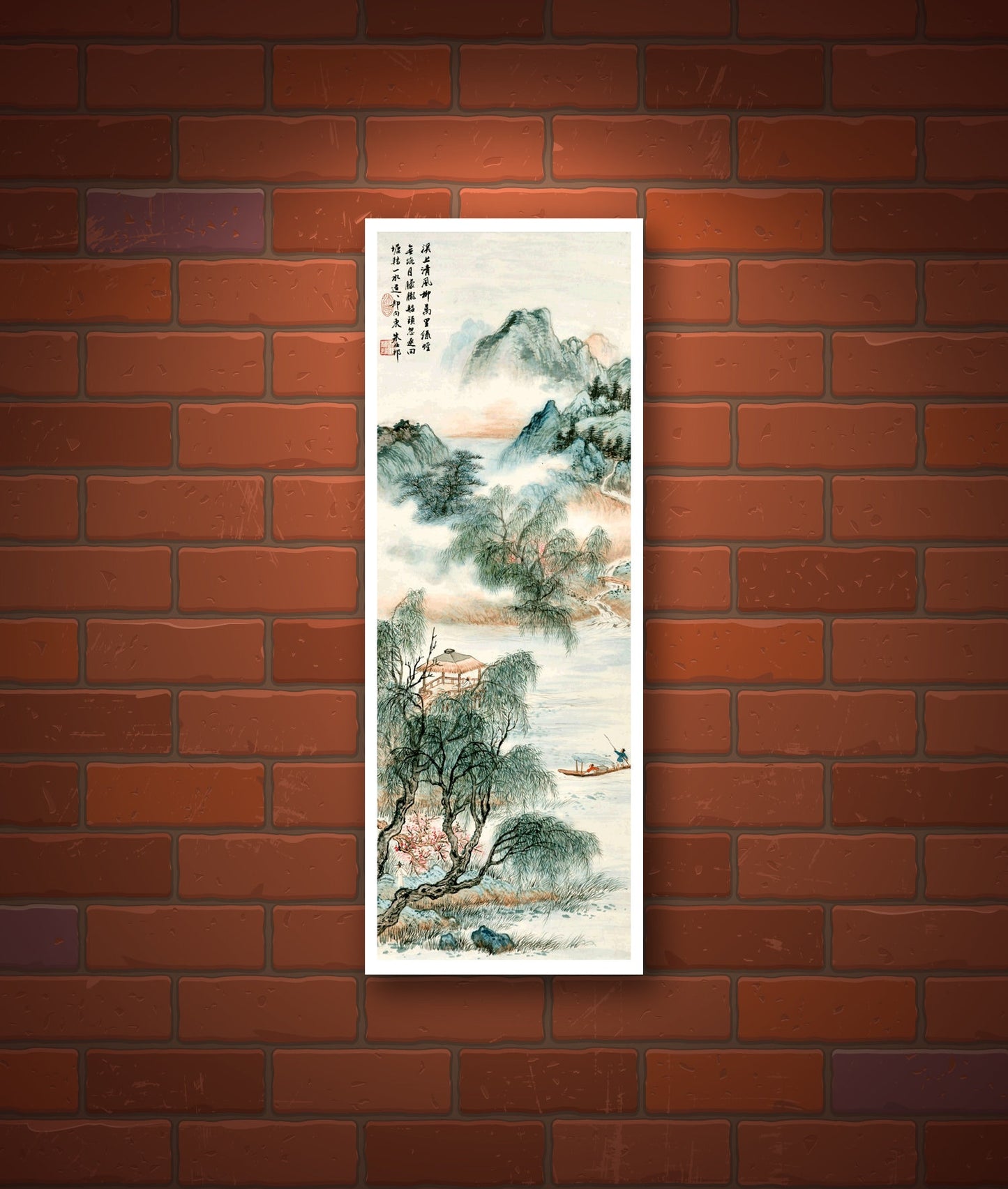 Chinese art, Chinese landscape watercolor painting, Boating Zhu Meicun FINE ART PRINT, chinese art prints, art posters, paintings, wall art