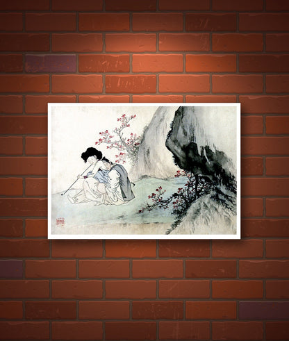 Asian korean art, Asian erotic scene,  Lovers KIm Hong Do FINE ART PRINT, korean paintings, prints art, posters, wall art, art reproductions