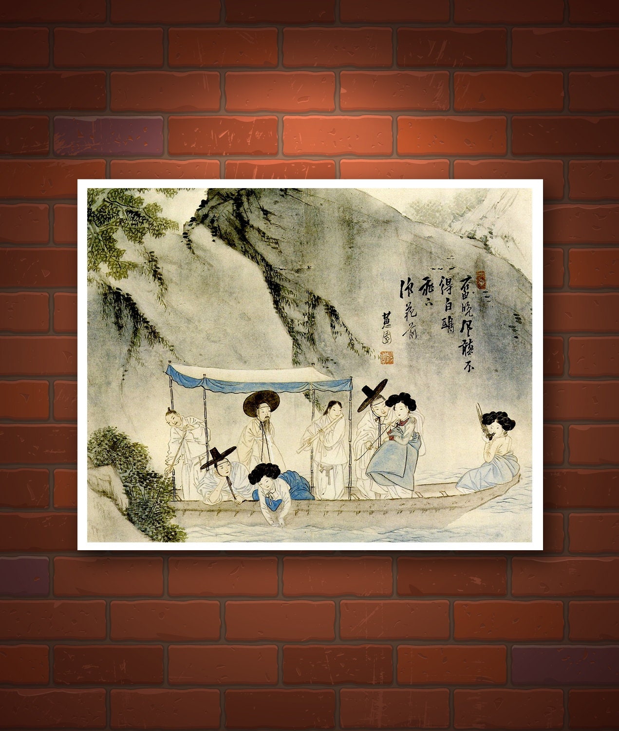 Asian korean art, Asian people scene, Seonyu Island Hyewon Dano FINE ART PRINT, korean paintings, prints, posters, wall art, reproductions