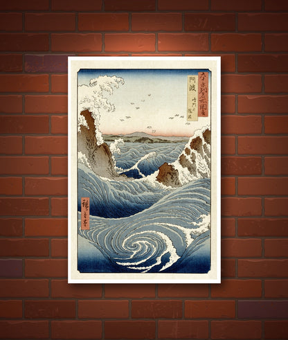 Japanese art prints, Naruto Whirlpool, Sea Landscape, Utagawa Hiroshige FINE ART PRINT, landscapes art prints, wall posters, reproductions