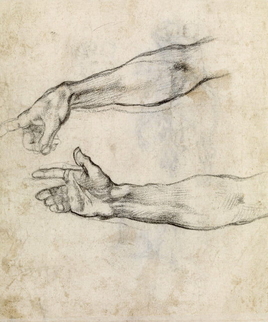 European art, Studies of hands Michelangelo drawings FINE ART RTINT, antique european art, Italian art, drawings, renaissance reproductions