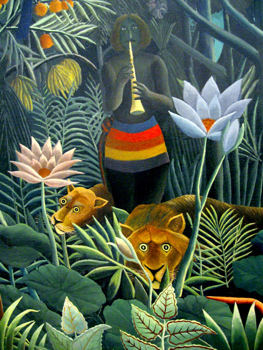 European art, Henri Rousseau paintings, Two lions from the dream FINE ART PRINT, posters, painting, Impressionist art, painting reproduction