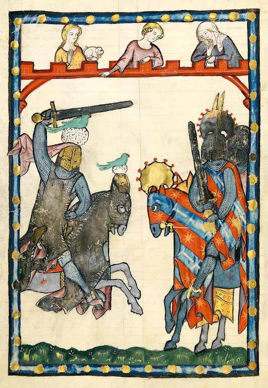 Antique European art, Illuminated manuscripts, Medieval art, Manesse codex, Knight Fighting FINE ART PRINT, wall art, home decor, art poster