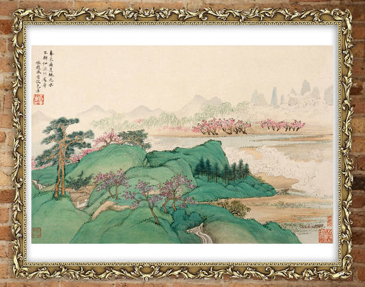 Chinese art, Asian nature, landscape Chinese painting, Blooming landscape FINE ART PRINT, China art print, wall art poster, home decor, gift