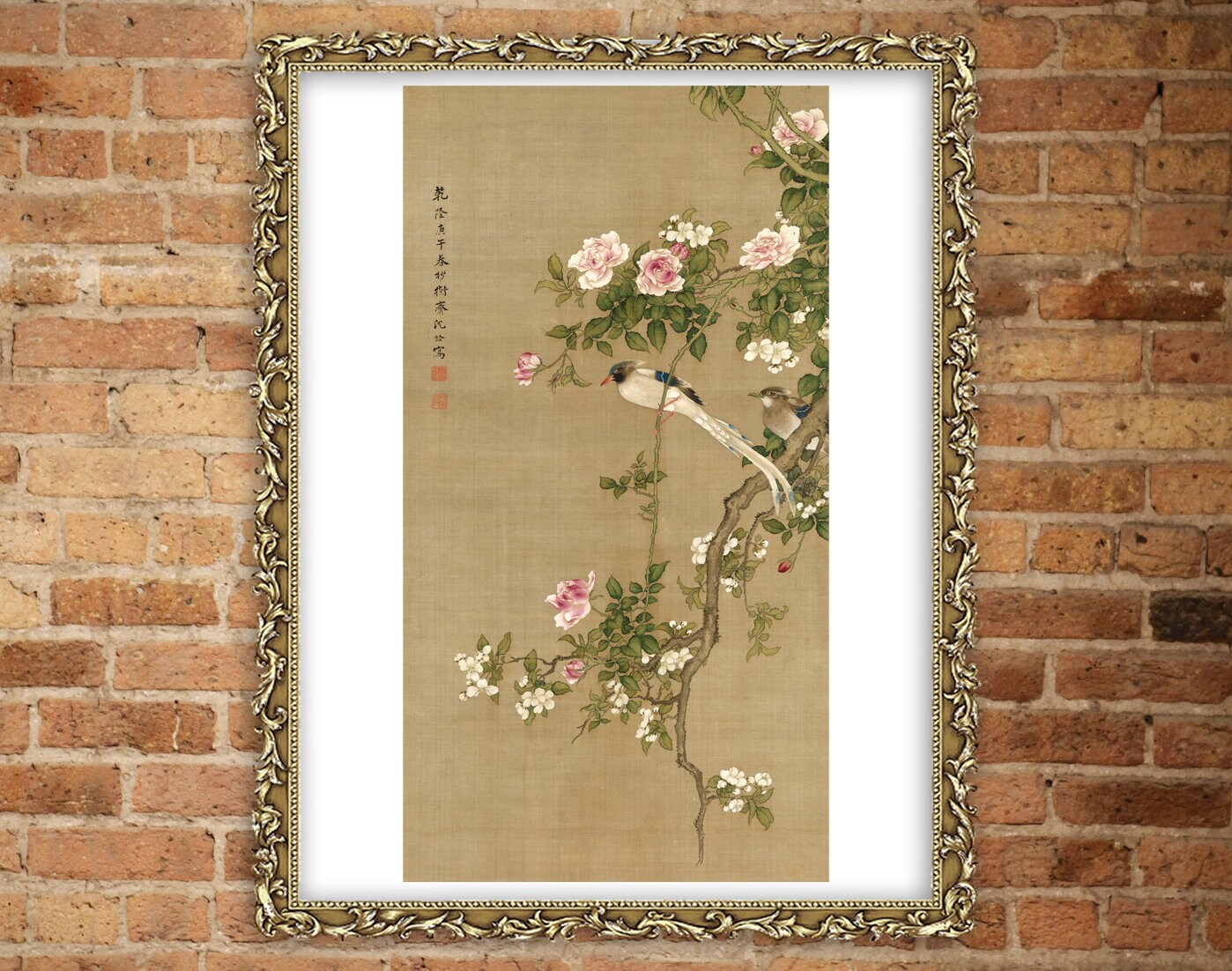 Chinese art, Asian paintings, Birds watercolors, Bird sand flowers by Shen Quan FINE ART PRINT wall art, home decor, reproductions, posters