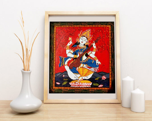 Indian art prints, Indian gods, Deities, Goddess SaraswatiFINE ART PRINT, Vintage art, Indian art, painting, posters, wall art, Indian decor