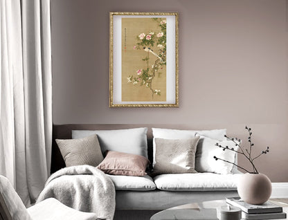 Chinese art, Asian paintings, Birds watercolors, Bird sand flowers by Shen Quan FINE ART PRINT wall art, home decor, reproductions, posters