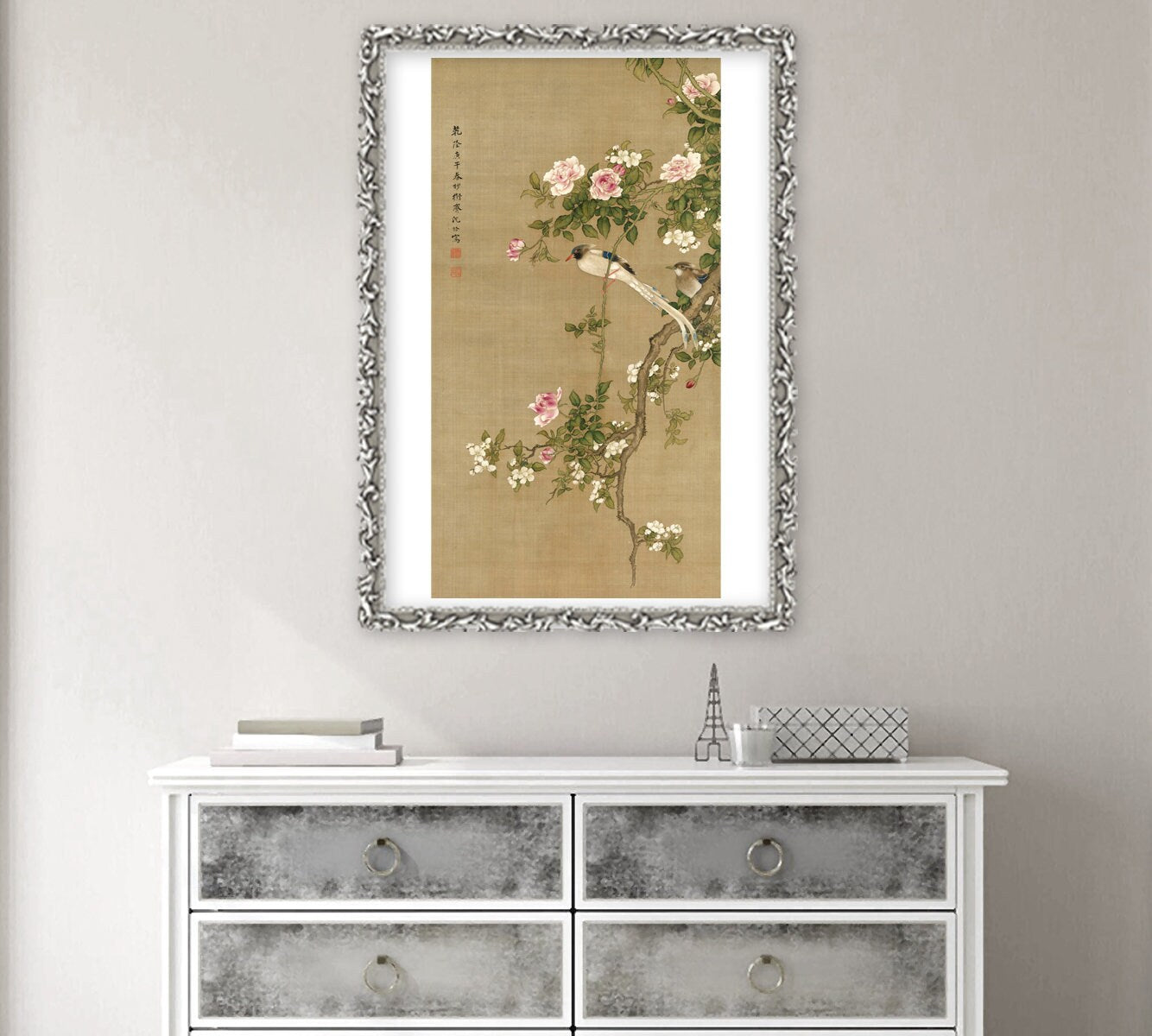 Chinese art, Asian paintings, Birds watercolors, Bird sand flowers by Shen Quan FINE ART PRINT wall art, home decor, reproductions, posters