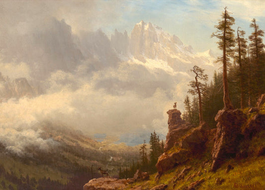 European art, landscape painting, Mountains, Sierra Recto Albert Bierstadt FINE ART PRINT, American, German art, reproductions, art posters