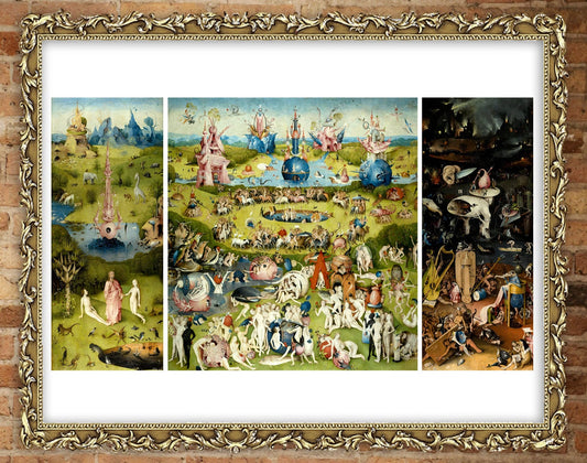 Antique art prints, Medieval painting, The Garden of Earthly Delights Hieronymus Bosch FINE ART PRINT painting reproduction, wall art poster