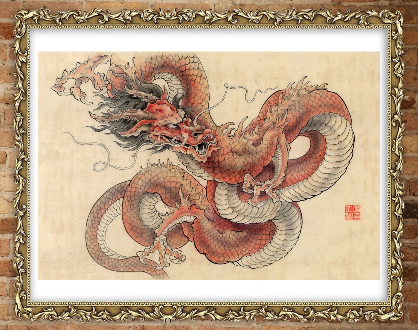 Chinese art prints, painting, Tianlong Celestial Dragon FINE ART PRINT, asian wall art, home decor, Chinese paintings reproductions, posters