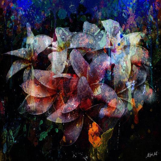 Large floral painting, Abstract Plumeria Flowers ORIGINAL DIGITAL ART by Alex Solodov