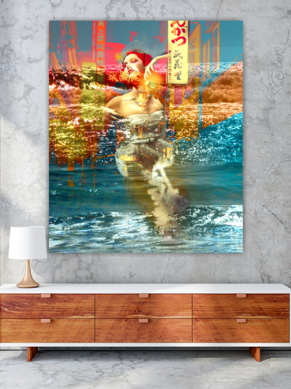 Surreal art, Digital artwork, Tokyo under Water ORIGINAL ART by Alex Solodov